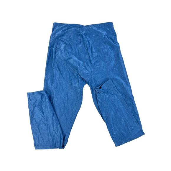 Good American - The Fab Ribbed Leggings in Metallic Blue - Picture 4 of 4